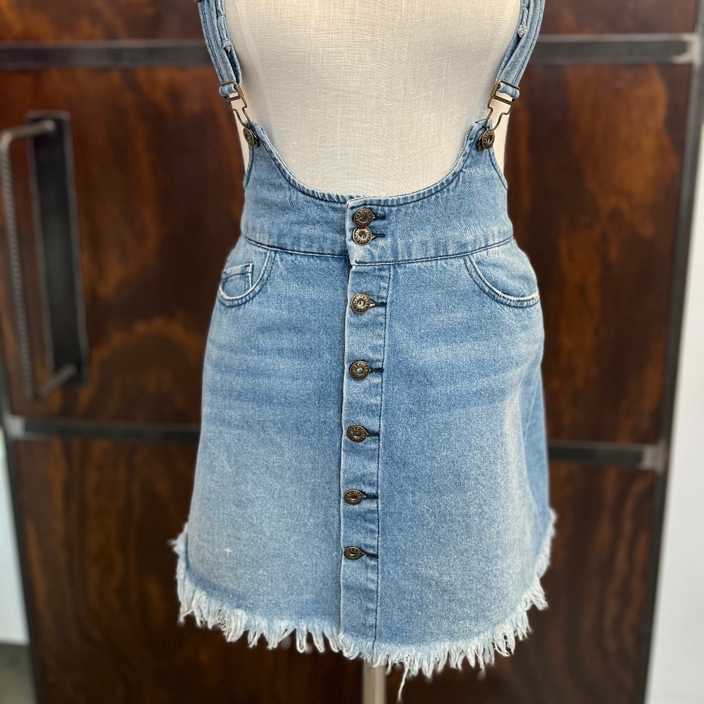 Jean skirt overalls